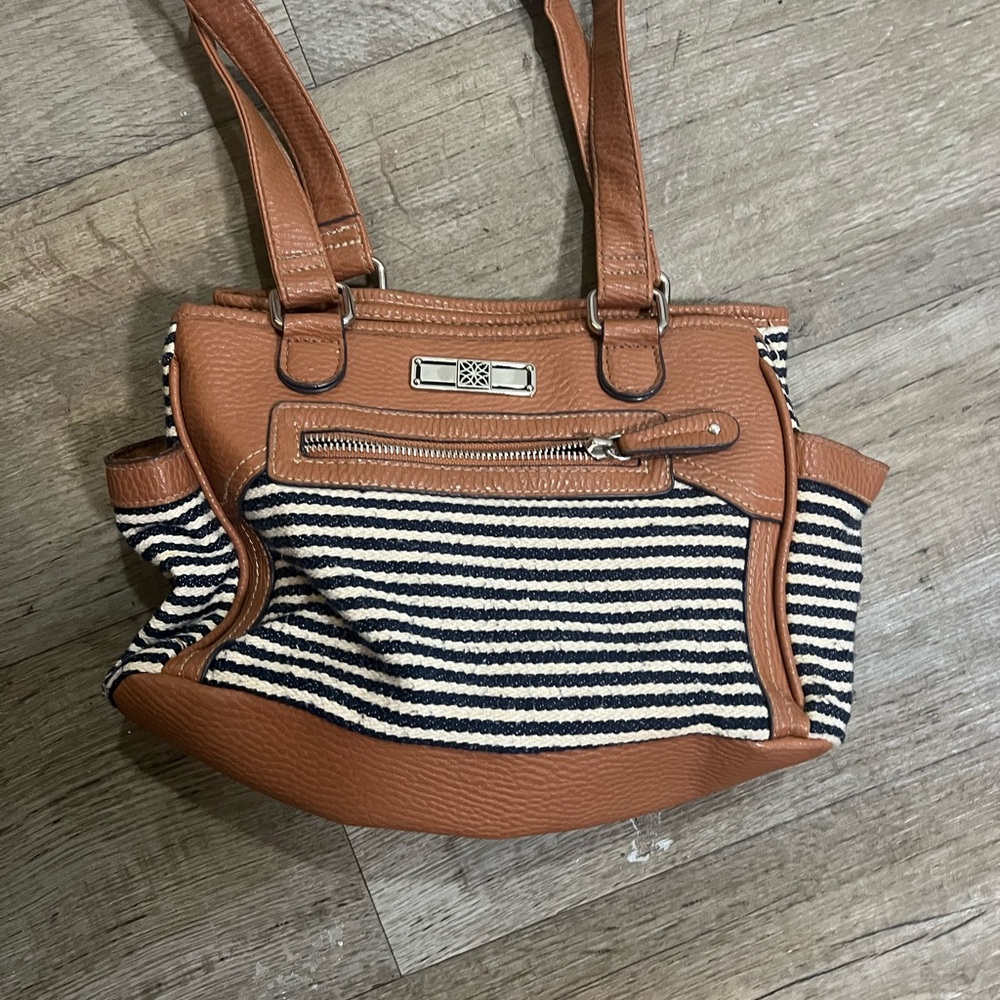 Striped Tan and Black Women's Bag